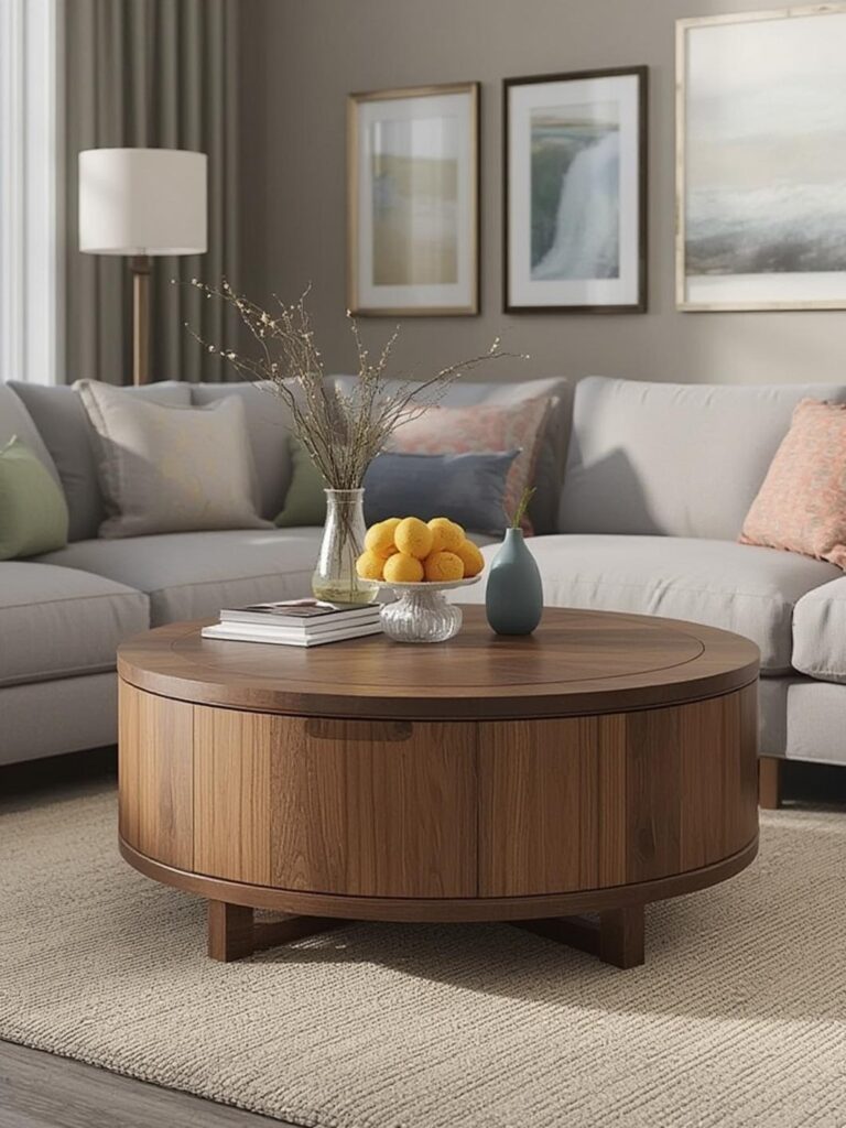 round coffee table with storage